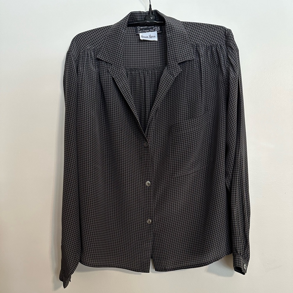 Vintage Carole Little St-Tropez W Silk Black/Gray Houndstooth 2-Piece Dress Sz 6 - Picture 5 of 16